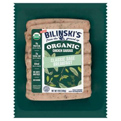 Bilinski's Organic Classic Sage Breakfast Chicken Sausage, 12 oz