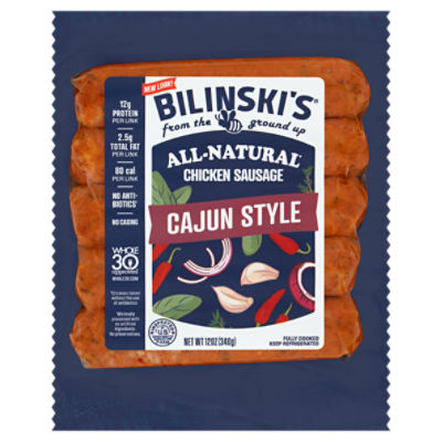 Bilinski's Cajun Style Chicken with Peppers Blended Sausage, 5 count, 12 oz, 12 Ounce