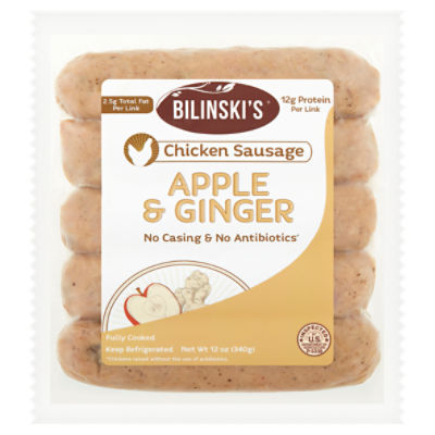 Bilinski's Apple Ginger & Chicken Blended Sausage, 5 count, 12 oz
