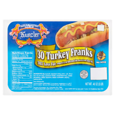 Kunzler Turkey Franks, 30 count, 48 oz