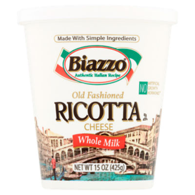 Biazzo Whole Milk Old Fashioned Ricotta Cheese, 15 oz, 15 Ounce