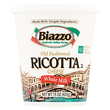 Biazzo Whole Milk Old Fashioned Ricotta, Cheese, 15 Ounce