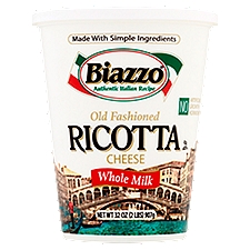 Biazzo Old Fashioned Whole Milk Ricotta Cheese, 32 oz, 2 Pound