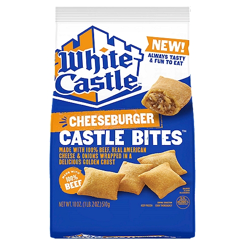 White Castle Cheeseburger Castle Bites, 18 oz
What You Crave™!
Crispy Crust
Real Beef
Real Cheese