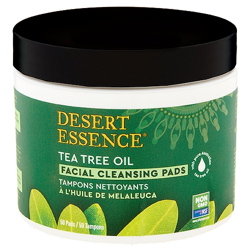 DESERT ESSENCE Tea Tree Oil Facial Cleaning Pads, 50 count