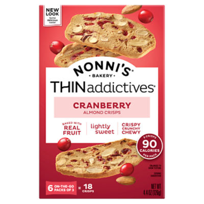 Nonni's THINaddictives Cranberry Almond Crisps, 18 count, 4.4 oz