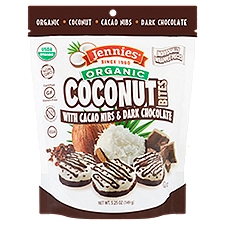 Jennies Organic Coconut Bites with Cacao Nibs & Dark Chocolate, 5.25 oz