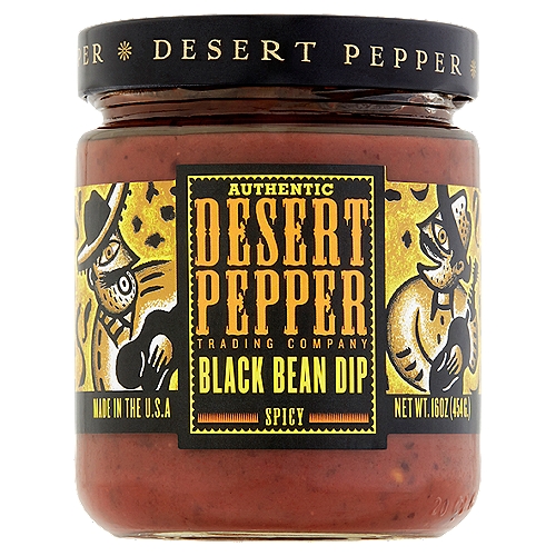 Desert Pepper Trading Company Authentic Spicy Black Bean Dip, 16 oz
With a color and flavor as smoky as a desert sunset, our spicy Black Bean Dip has a heat that comes from deep within, rising in gentle waves before the cool of dusk comes down like a curtain. Throw caution to the wind and dip in.