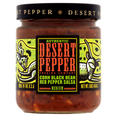 Desert Pepper Trading Company Authentic Medium Corn Black Bean Red Pepper Salsa, 16 oz