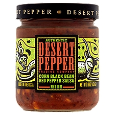 Desert Pepper Trading Company Authentic Medium Corn Black Bean Red Pepper, Salsa, 16 Ounce