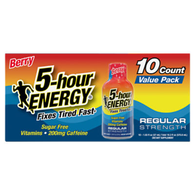 5-hour Energy Berry Regular Strength Dietary Supplement Value Pack, 1.93 fl oz, 10 count
