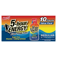 5-hour Energy Berry Regular Strength Dietary Supplement Value Pack, 1.93 fl oz, 10 count