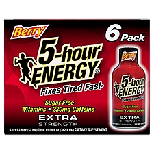 5-hour Energy Extra Strength Berry Flavor Dietary Supplement, 1.93 fl oz, 6 count