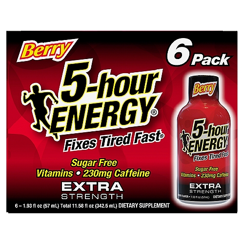 5-hour Energy Extra Strength Berry Flavor Dietary Supplement, 1.93 fl oz, 6 count