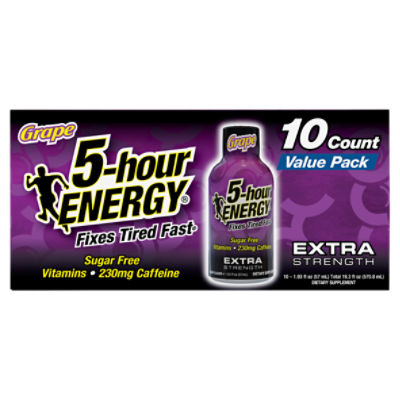 5-hour Energy Grape Extra Strength Dietary Supplement Value Pack, 1.93 fl oz, 10 count