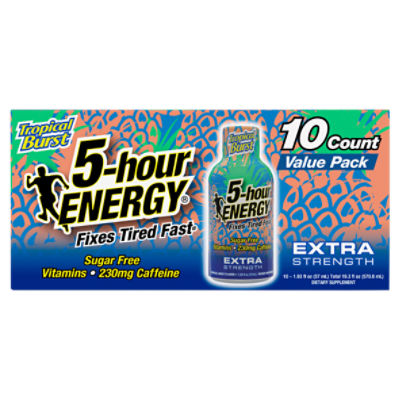 5-hour Energy Extra Strength Tropical Burst Dietary Supplement Value Pack, 1.93 fl oz, 10 count