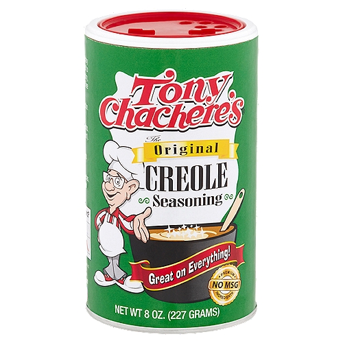 Tony Chachere's world-famous Original Creole Seasoning is an extraordinary blend of flavorful spices prized by cooks everywhere. You owe it to yourself to experience how much it actually enhances the flavor of meats, seafood, poultry, vegetables, eggs, soups, stews and salads, even barbecue and French fries. There is no finer seasoning! Use it anytime on any type of food.