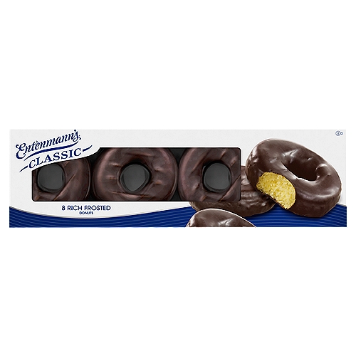Entenmann's Rich Frosted Donuts, 8 count, 1 lb 0.5 oz
Our most popular donut for a reason! The moist, golden deliciousness enrobed in rich chocolate frosting never fails to make breakfast, coffee time, or snack time better.