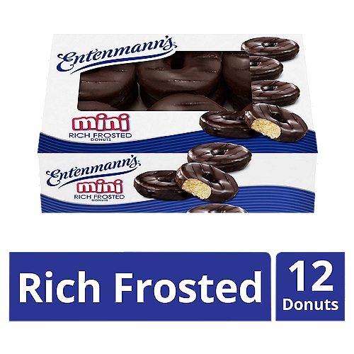 Entenmann's Mini Rich Frosted Donuts, 12 count, 14 oz
Contains 12 Mini Rich Frosted donuts