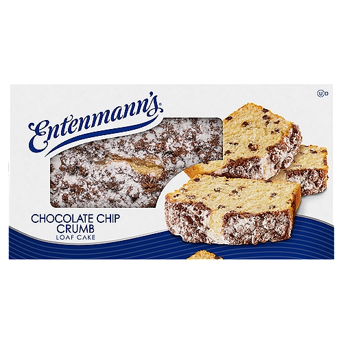 Entenmann's Chocolate Chip Crumb Loaf Cake, 13.5 oz
Moist cake with chocolate chips topped with a chocolate and sugar crumb topping.