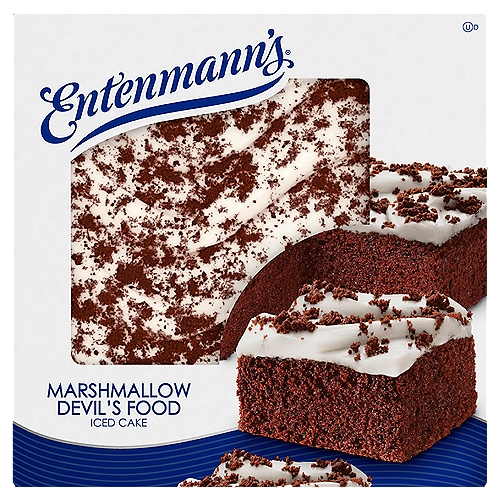 Entenmann's Marshmallow Devil's Food Iced Cake, 1 lb 3 oz
A sinfully good cake with a heavenly Marshmallow frosting. The Entenmann's Marshmallow Iced Devil's Food Cake, is moist and delicious chocolaty cake topped with melt-in-your-mouth marshmallow icing and chocolate cake crumbs.
