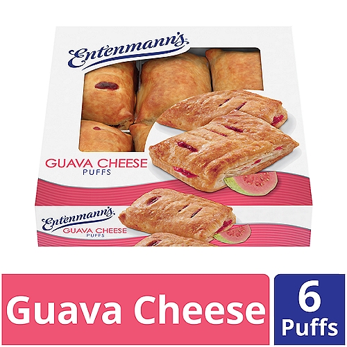 Entenmann's Guava Cheese Puffs are flaky pastries surrounding a mouth-watering blend of guava fruit filling and oh-so yummy Neufchatel cheese filling.