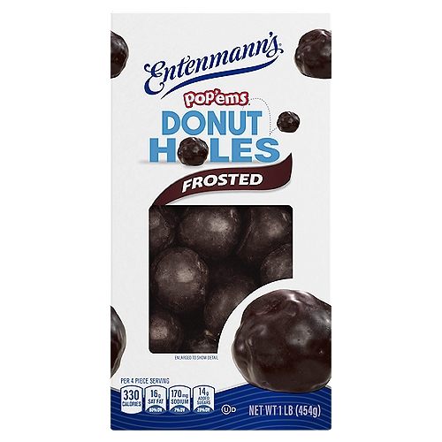 Entenmann's Pop'ems Rich Frosted Donut Holes, 1 lb
Make snack time fun-time with Entenmann's Rich Frosted Pop'ems Donut holes! These moist, little golden cakes enrobed in rich chocolate frosting are perfect any time of day.