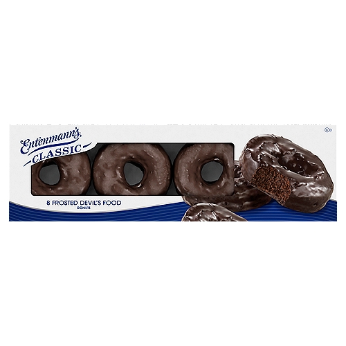 Entenmann's Frosted Devil's Food Donuts, 8 count, 1 lb 1.5 oz
Can't get enough chocolate? Entenmann's Frosted Devil's Food Donuts are sinfully delicious. It's the oh-so indulgent combination of moist chocolate cake enrobed in our classic rich frosting.