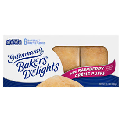 Entenmann's Baker's Delights Mini Raspberry Crème Puffs, 6 count