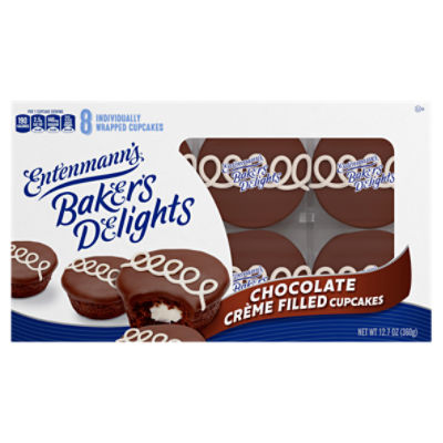 Entenmann's Baker's Delights Chocolate Crème Filled Cupcakes, 8 count, 12.7 oz, 12.7 Ounce