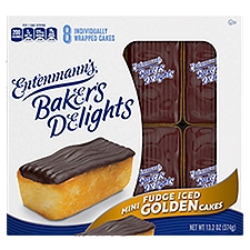 Entenmann's Baker's Delights Mini Fudge Iced Golden Cakes, 8 count, 13.2 oz, 13.2 Ounce
