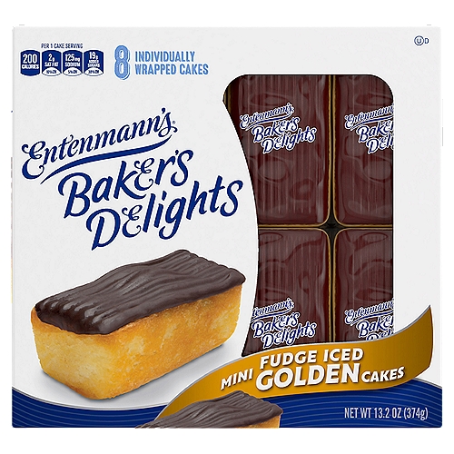 Entenmann's Baker's Delights Mini Fudge Iced Golden Cakes, 8 count, 13.2 oz