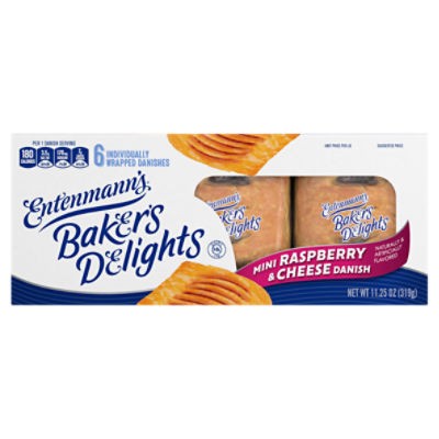 Entenmann's Baker's Delights Mini Raspberry and Cheese Danish, 6 count, 11.25 oz, 11.25 Ounce