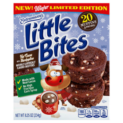 Entenmann's Little Bites Hot Cocoa with Marshmallow Muffins Winter Limited Edition, count 20,8.25 oz, 8.3 Ounce