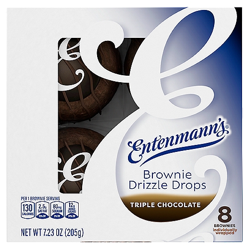 Entenmann's Triple Chocolate Brownie Drizzle Drops, 8 count, 7.23 oz