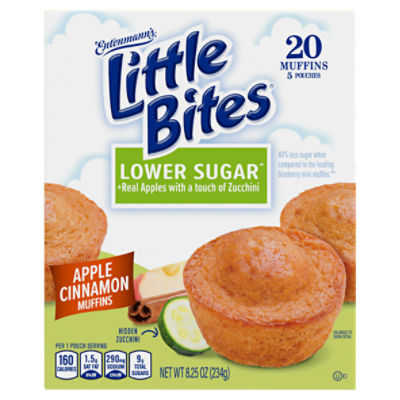 Entenmann's Little Bites Lower Sugar Apple Cinnamon Muffins, 5 pouches, 8.25 oz, 3 Ounce