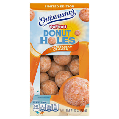Entenmann's Pop'ems Orange Cream Glazed Donut Holes Limited Edition, 15 oz