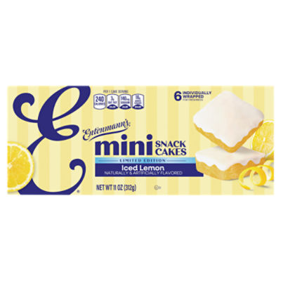 Entenmann's Mini Iced Lemon Snack Cakes Limited Edition, 6 count, 11 oz