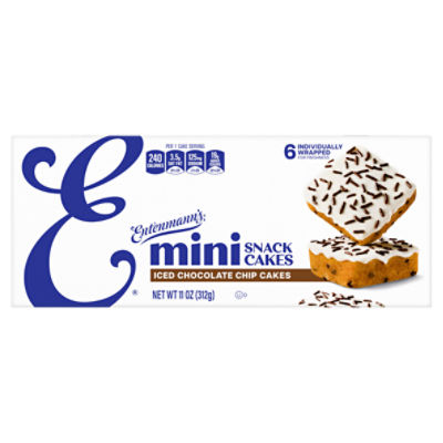 Entenmann's Mini Iced Chocolate Chip Snack Cakes, 6 count, 11 oz, 11 Ounce