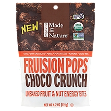 Made in Nature Fruision Pops Organic Choco Crunch Unbaked Fruit & Nut Energy Bites, 4.2 oz