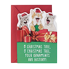 Hallmark Christmas Card, Sound (Cats Laughing, "O Tannenbaum"), 1 Each