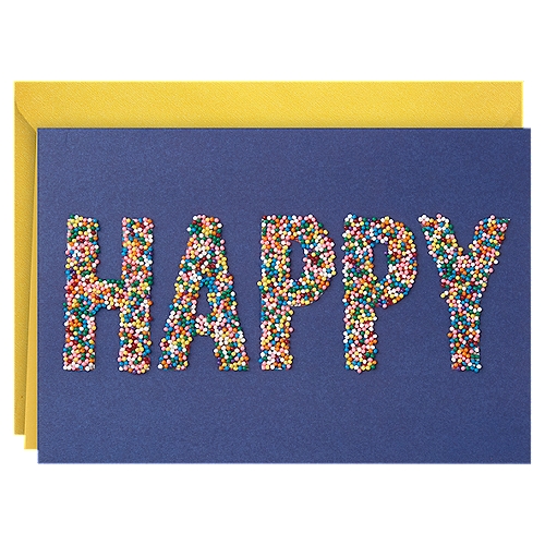 Hallmark Signature Happy Birthday Card
Wishing you a happy birthday… with sprinkles on top!

Sprinkles aren't just for cakes! They're great on cards too. Wish a friend or family member an extra happy birthday with this colorful card. Card measures 5" x 7.2", and an envelope is included. The Hallmark brand is widely recognized as the very best for greeting cards, gift wrap, and more. For more than 100 years, Hallmark has been helping its customers make everyday moments more beautiful and celebrations more joyful.

birthday cards, birthday cards for girls, birthday card for mom, for sister, aunt, friend, woman, for her, for women, purple, sprinkles, birthday girl, papyrus, fun, happy birthday card, niece, kids, special, halmark
