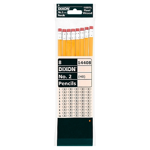 Dixon 100% Real Wood No. 2 (HB) Pencils, 8 count