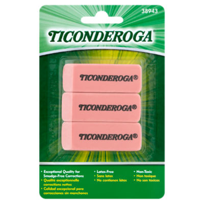 Ticonderoga Pink Erasers, 3 count