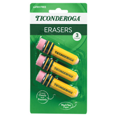 Ticonderoga Erasers, 3 count