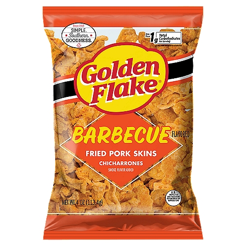 Golden Flake Barbecue Flavored Chicharrones Fried Pork Skins, 4 oz