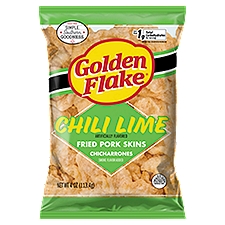 Golden Flake Chili Lime Chicharrones Fried Pork Skins, 4 oz