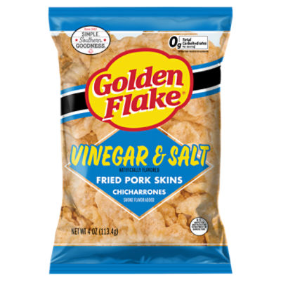 Golden Flake Vinegar & Salt Chicharrones Fried Pork Skins, 4 oz