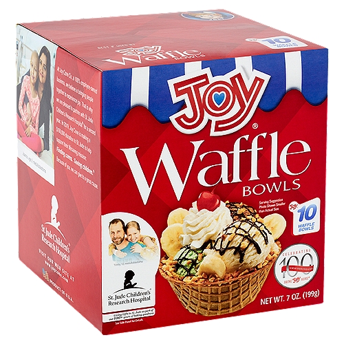 Joy Waffle Bowls, 10 count, 7 oz
Joy® Waffle Bowls
Win big at your next party. Use edible bowls for easy cleanup.