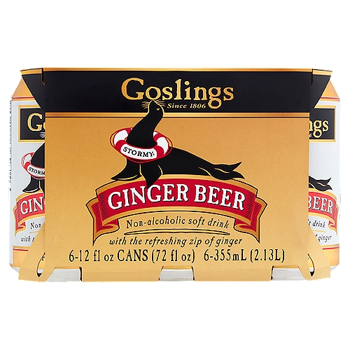 Goslings Stormy Ginger Beer, 12 fl oz, 6 count
Non-Alcoholic Soft Drink with the Refreshing Zip of Ginger